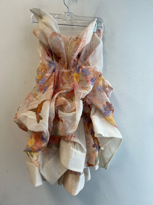 Zimmermann Size Est XS/S Beige & Multi Cotton & Polyester Sleeveless Dress