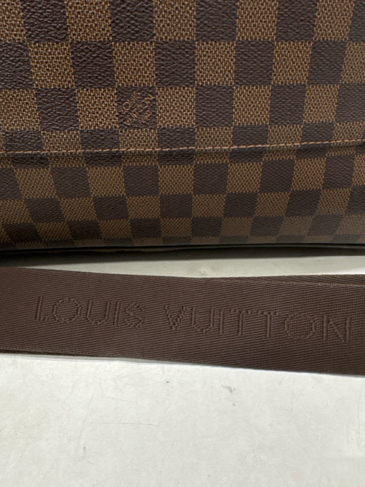 Louis Vuitton Brown & Beige Leather Damier Zip Pockets Men's Bag