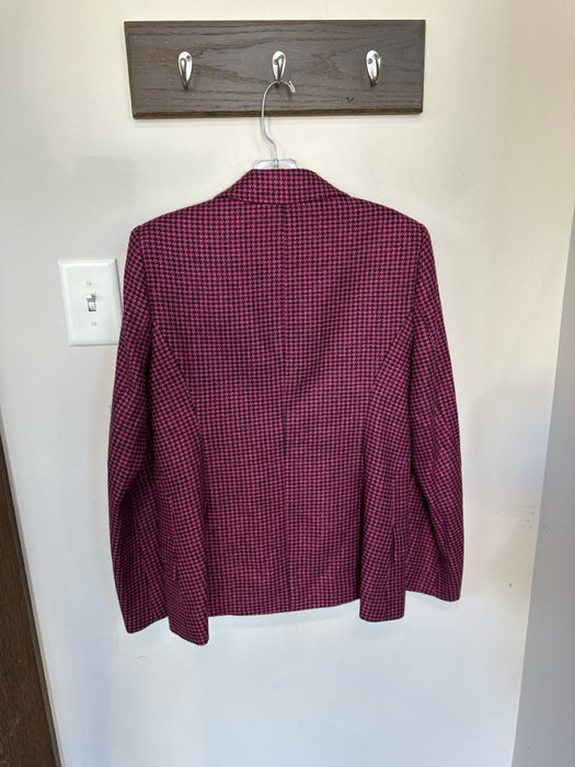 L'agence Size 6 Black & Pink Wool Blend Houndstooth Metallic Blazer Jacket
