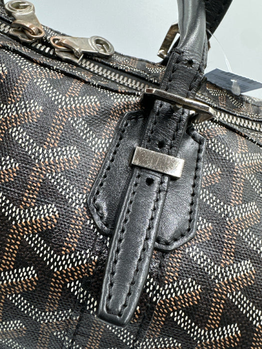 Goyard Black Print Coated Canvas Leather Monogram Top Handle Boston Bag Bag