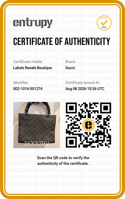Gucci Black Nylon Monogram Bamboo Handle Square Certified by Entrupy Bag