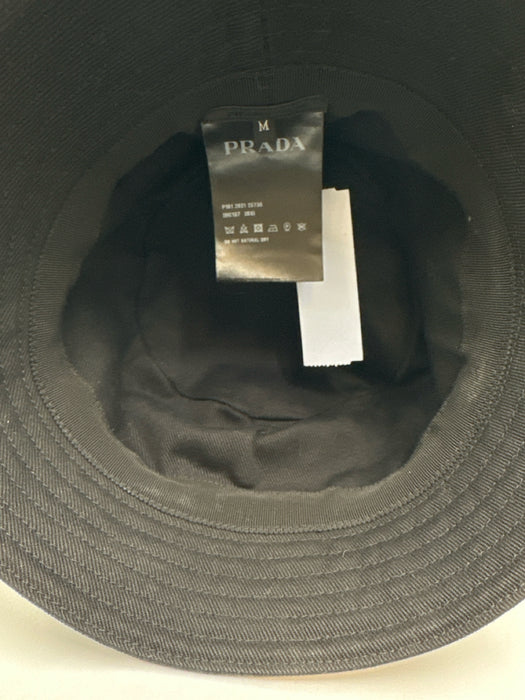 Prada Black Cotton Logo Bucket Hat