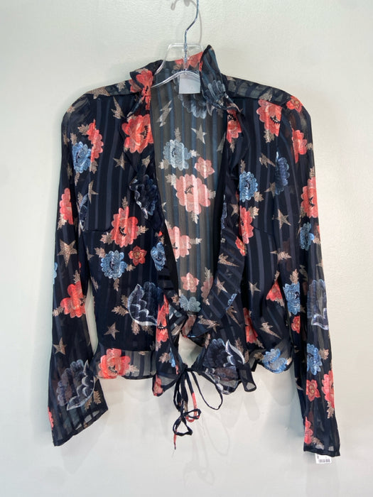0 Degrees Celsius Size S Black & Multi Polyester Floral Long Sleeve Top