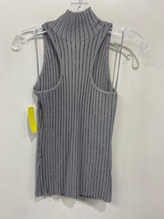AS by DF Size XS Gray & Black Rayon Blend Ribbed Knit Mock Neck Racerback Top