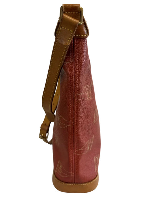 Louis Vuitton Red & Tan Leather Coated Canvas Monogram Shoulder Bag Bag