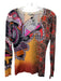 Etro Size 40 Multicolor Silk & Cashmere All Over Print V Neck Top Multicolor / 40