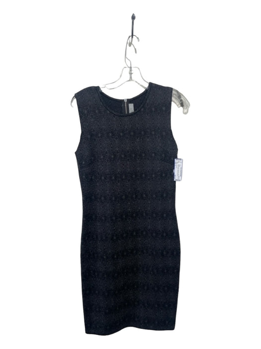 D. Exterior Size S Black & Gray Sleeveless Glitter All Over Print Back Zip Dress Black & Gray / S