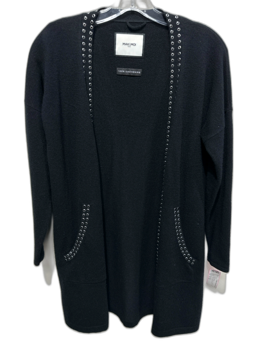 Max & Moi Size S / 36 Black Cashmere Studded Trim Pockets Open Front Cardigan Black / S / 36