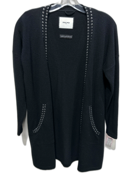 Max & Moi Size S / 36 Black Cashmere Studded Trim Pockets Open Front Cardigan Black / S / 36