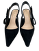 Christian Dior Shoe Size 37.5 Black Suede Pointed Toe Bow Slingback Pumps Black / 37.5
