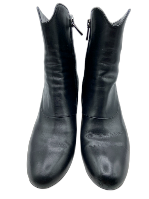 Varda Shoe Size 38.5 Black Leather Almond Toe Side Zip Victorian Boots Black / 38.5