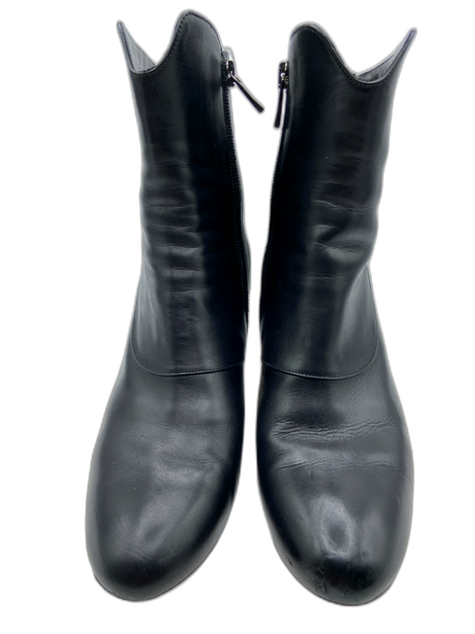 Varda Shoe Size 38.5 Black Leather Almond Toe Side Zip Victorian Boots Black / 38.5