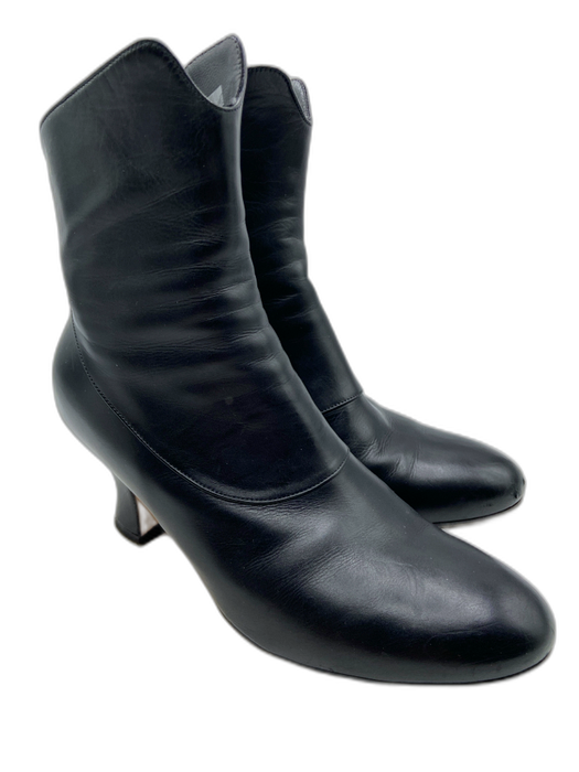 Varda Shoe Size 38.5 Black Leather Almond Toe Side Zip Victorian Boots Black / 38.5