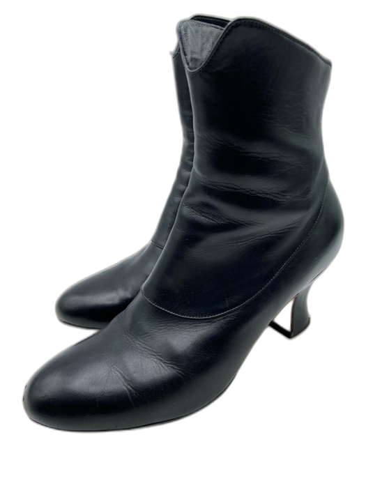 Varda Shoe Size 38.5 Black Leather Almond Toe Side Zip Victorian Boots Black / 38.5