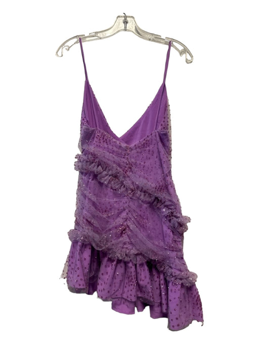 NBD Size S Purple Nylon Glitter Ruffles Mini Dress Purple / S