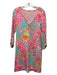 Lilly Pulitzer Size S Aqua & Pink Print Pima Cotton Long Sleeve Flowers Dress Aqua & Pink Print / S