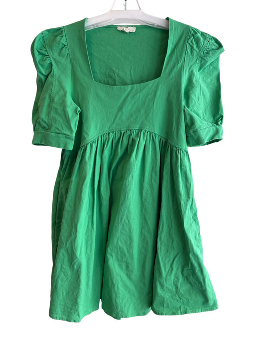 Entro Size Large Kelly Green Cotton Lined Square Neck Half Sleeve Dress Kelly Green / Large