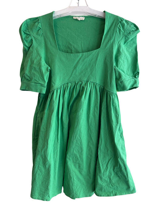 Entro Size Large Kelly Green Cotton Lined Square Neck Half Sleeve Dress Kelly Green / Large