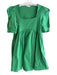 Entro Size Large Kelly Green Cotton Lined Square Neck Half Sleeve Dress Kelly Green / Large