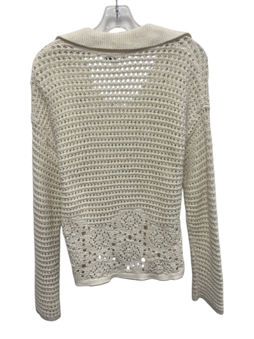 Madewell Size XS Ivory White Cotton Knit Crochet V Neck Long Sleeve Top Ivory White / XS