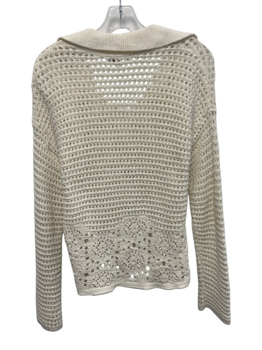 Madewell Size XS Ivory White Cotton Knit Crochet V Neck Long Sleeve Top Ivory White / XS