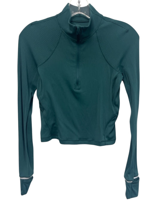 Lululemon Size 4 Teal Green Nylon Blend Ribbed Quarter Zip Long Sleeve Top Teal Green / 4