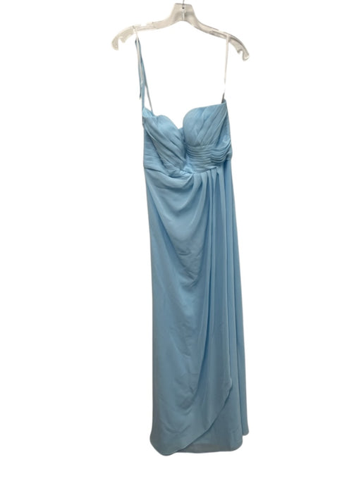 Kanali K Size 4 Sky Blue Polyester Pleated Bust Removable Strap Maxi Gown Sky Blue / 4