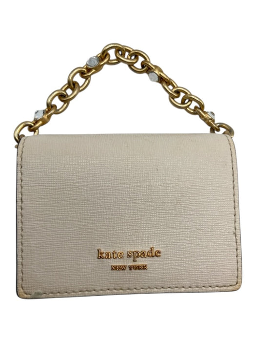 Kate Spade Off White Saffiano Leather Flap Jeweled Straps Clutch Bag Off White / XS