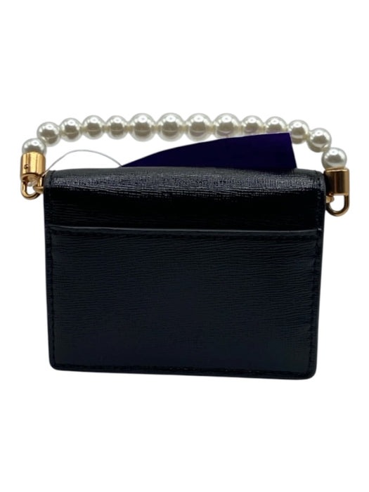 Kate Spade Black & Pearl Patent Saffiano Leather Flap Crossbody Chain Clutch Bag Black & Pearl / XS