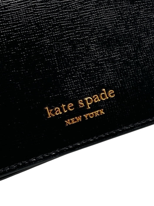 Kate Spade Black & Pearl Patent Saffiano Leather Flap Crossbody Chain Clutch Bag Black & Pearl / XS