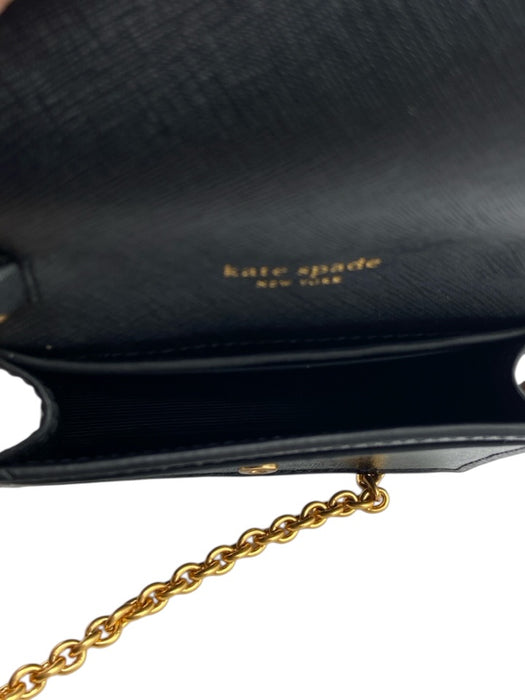 Kate Spade Black & Pearl Patent Saffiano Leather Flap Crossbody Chain Clutch Bag Black & Pearl / XS