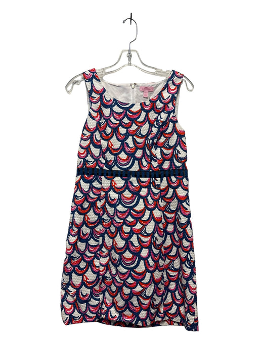 Lilly Pulitzer Size 8 Navy & Red Cotton Textured Scallop Detail Sleeveless Dress Navy & Red / 8