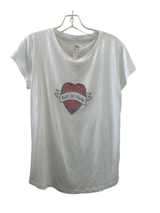 Zadig & Voltaire Size L White & Red Cotton Short Sleeve Rhinestone Top White & Red / L