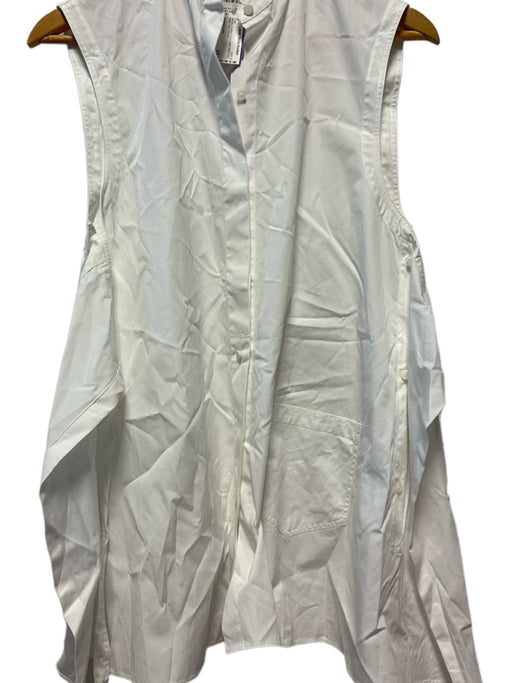 Helmut Lang Size S White Cotton Sleeveless Button Down Side Ties Top White / S