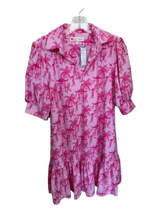 Jude Connally Size XS Pink & White Nylon Blend Short Balloon Sleeve Dress Pink & White / XS