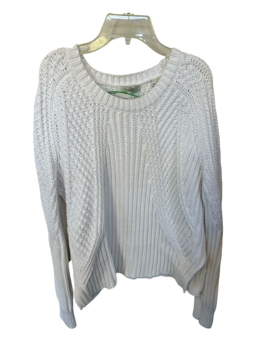 Vince Size L White Cotton Blend Cable Knit Long Sleeve Sweater White / L