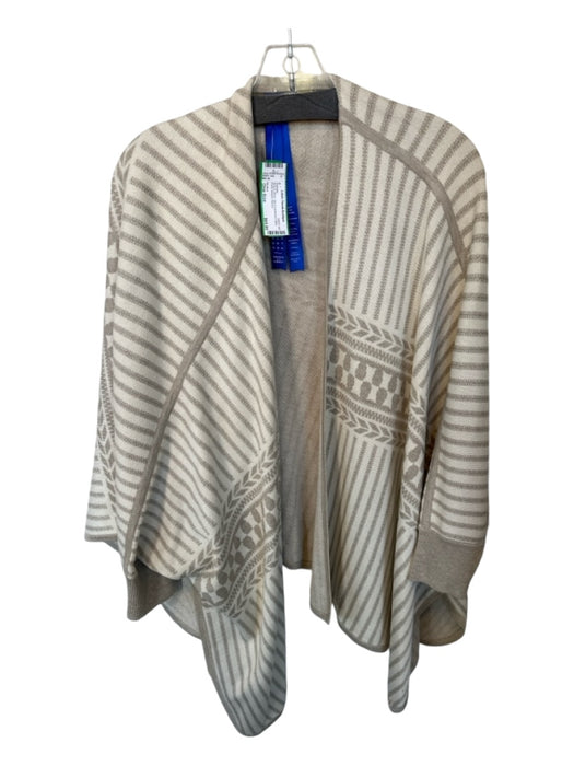 Kit Ace Size One Size Gray & White Silk & Cashmere Open Front Striped Sweater Gray & White / One Size