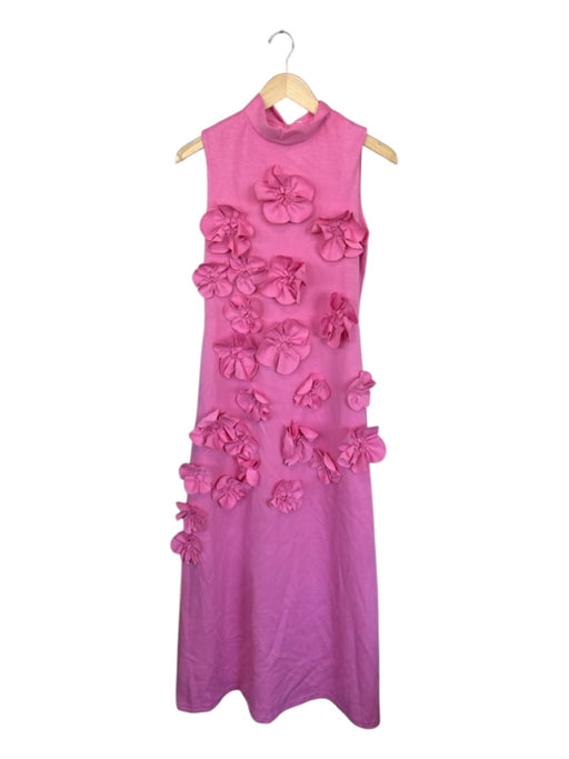 Size S Pink Sleeveless Flower Application Maxi Dress Pink / S