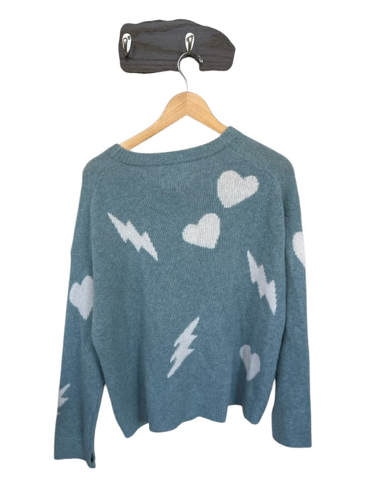 Zadig & Voltaire Size XS Blue & Cream Cashmere Long Sleeve stars Hearts Sweater Blue & Cream / XS