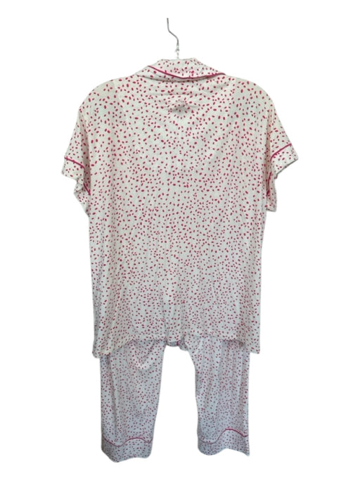 The Cat's Pajamas Size L Pink & White Pima Cotton Blend Long Sleeve Pajamas Pink & White / L