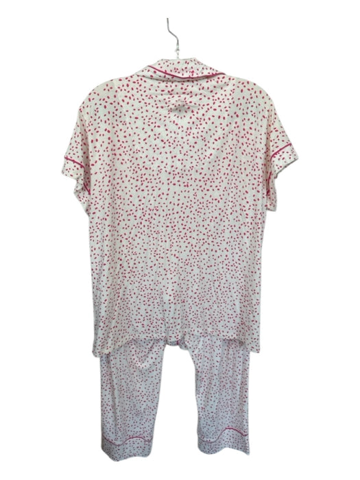 The Cat's Pajamas Size L Pink & White Pima Cotton Blend Long Sleeve Pajamas Pink & White / L