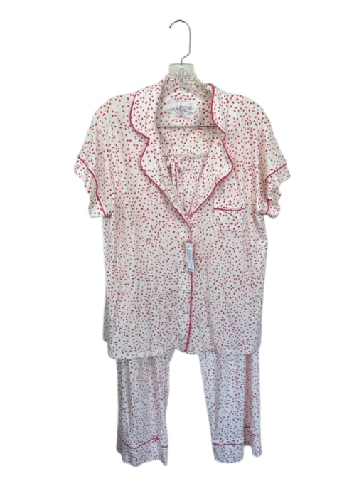 The Cat's Pajamas Size L Pink & White Pima Cotton Blend Long Sleeve Pajamas Pink & White / L