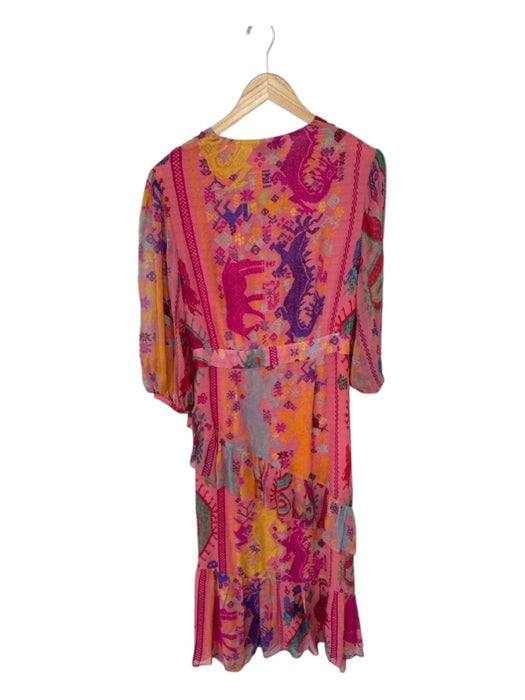 Etro Size 46 Pink & Purple Silk Long Balloon Sleeve Flowers Belted Maxi Dress Pink & Purple / 46
