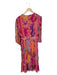 Etro Size 46 Pink & Purple Silk Long Balloon Sleeve Flowers Belted Maxi Dress Pink & Purple / 46