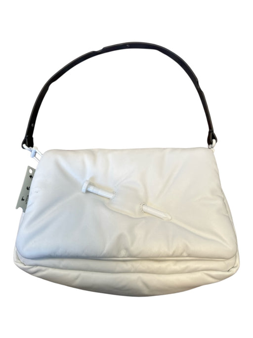 Off-Whiite White & Black Leather Shoulder Strap Front Flap Bag White & Black / S