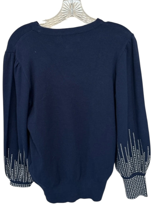 Exquise Size S Navy & Silver Viscose Blend Long Balloon Sleeve Pleated Skirt Set Navy & Silver / S