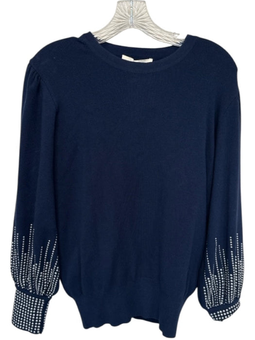 Exquise Size S Navy & Silver Viscose Blend Long Balloon Sleeve Pleated Skirt Set Navy & Silver / S