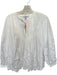 Derek Lam 10 Crosby Size 4 White Cotton Long Balloon Sleeve Lace Detail Top White / 4