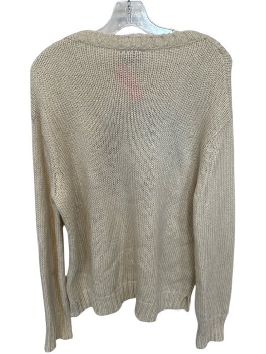 Wooden Ships Size M/L Cream & Green Mohair Blend Long Sleeve Lips Knit Sweater Cream & Green / M/L