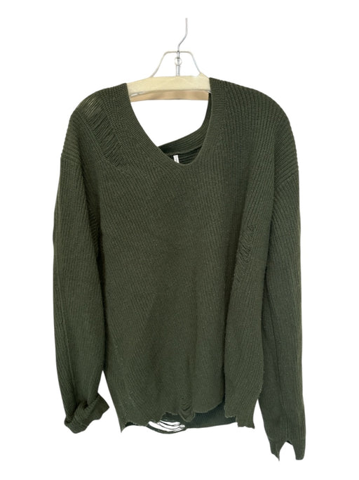 Helmut Lang Size S Olive Green Wool & Cashmere Knit Distressed Sweater Olive Green / S